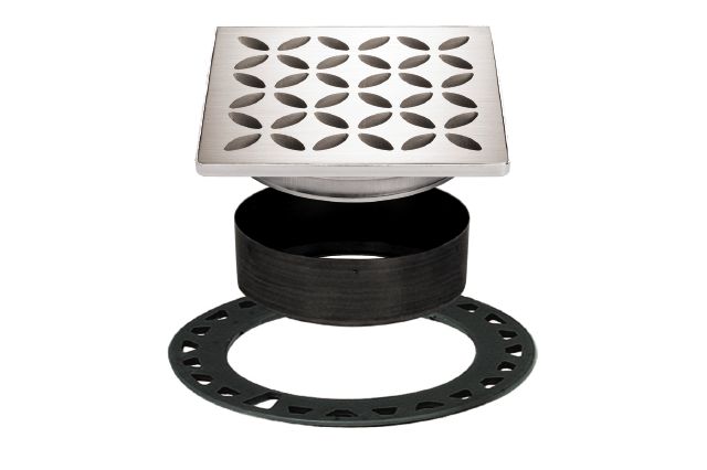 KDIF4GRKEBD5 SCHLUTER KERDI-DRAIN BRUSHED STN STEEL 4" FLORAL GRATE KIT