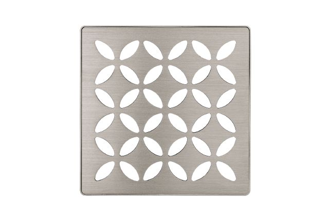 KDIF4GRKEBTD5 SCHLUTER KERDI-DRAIN BRUSHED NICKEL 4" FLORAL GRATE KIT