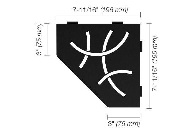SES2D6MGS SCHLUTER SHELF MATTE BLACK CURVE PENTAGONAL CORNER