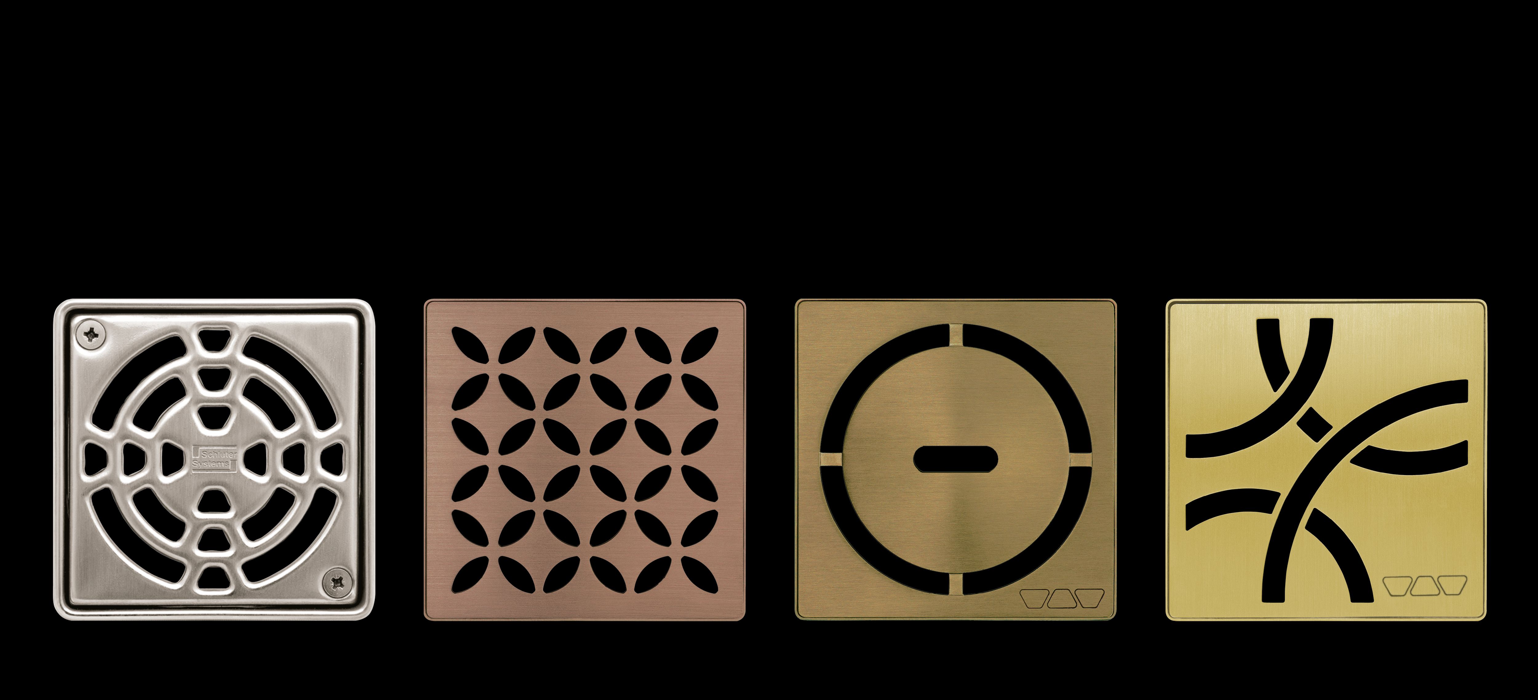 thumbnail image 2 of Schluter Kerdi-Drain Square Shower Grate Kit In Brushed Brass – 4x4, Made In USA 2 of 5